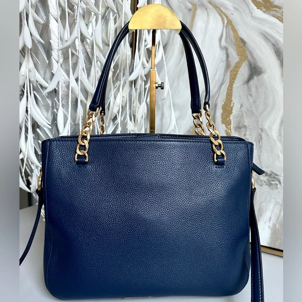 EUC TORY BURCH RARE MASON TRIPLE-COMPARTMENT SATCHEL with COA - Picture 8 of 15